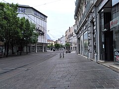 Rue Félix Poulat et Place Grenette durant le confinement de 2020