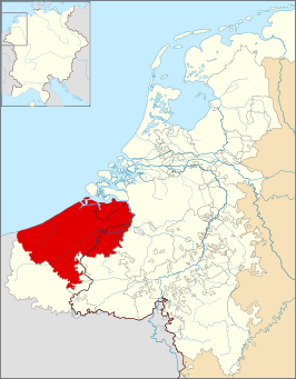 Het graafschap Vlaanderen omstreeks 1350.