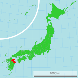 Karta över Japan med Ōita utsatt.