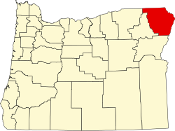 Karte von Wallowa County innerhalb von Oregon