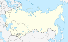 Mapa konturowa Związku Radzieckiego, u góry po lewej znajduje się punkt z opisem „miejsce zdarzenia”