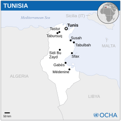 Mapa Tunezji