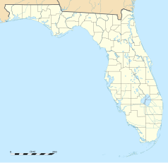 Mapa konturowa Florydy, blisko centrum na prawo znajduje się punkt z opisem „Muzeum Salvadora Dalí”