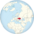 Ukraine on the globe (Europe centered)