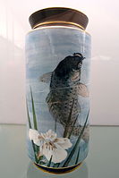 Vase with Japanese wild carp, shape by Arnold Krog and Soren Bech Jacobsen, 1887, decorated by August F. Hallin, 1888, Royal Copenhagen, porcelain