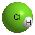 Modelo molecular do cloruro de hidróxeno