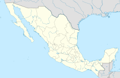 Mapa konturowa Meksyku, blisko centrum na dole znajduje się punkt z opisem „San Juan de los Lagos”
