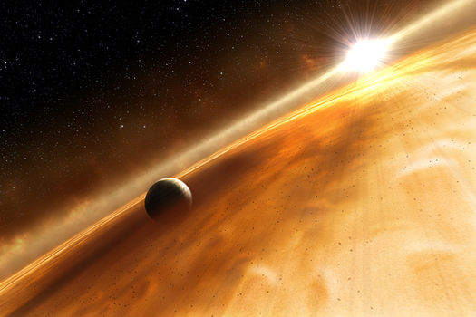 Илустрација планете Fomalhaut b која кружи око звезде Fomalhaut