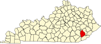 Map of Kentaki highlighting Leslie County