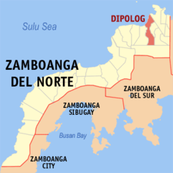 Mapa ning Zamboanga del Norte ampong Dipolog ilage