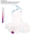 Расселение алтайцев в СФО по городским и сельским поселениям в %, перепись 2010 г.