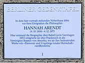 Plaque on the wall at Hannah's apartment building on Opitzstrasse, commemorating her