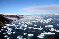 Những tảng băng trôi đang vỡ ra khỏi sông băng ở Mũi York, Greenland