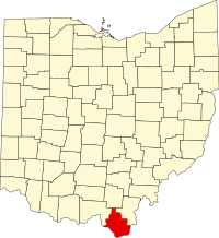 Locatie van Lawrence County in Ohio