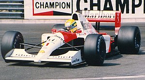 Ayrton Senna pilotando o McLaren MP4/6 no GP de Mônaco de 1991