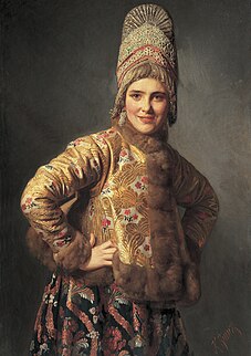 Русская девушка. 1889 Холст, масло. 117 × 75 см Русский музей, Санкт-Петербург