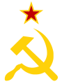The hammer and sickle symbol used with the red star used as a symbol of Soviet Union.