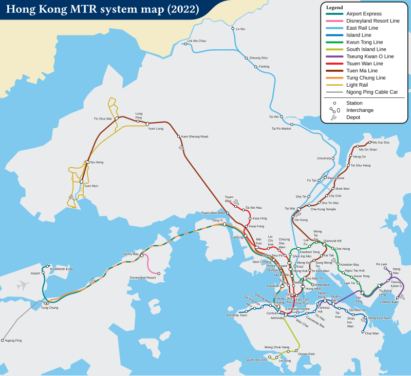 แผนที่ระบบรถไฟฟ้าเอ็มทีอาร์ ตั้งแต่วันที่ 14 กุมภาพันธ์ 2020