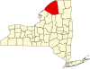 State map highlighting St. Lawrence County