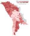 Votes won by PCRM in the April 2009 Moldovan parliamentary election by raion and municipality