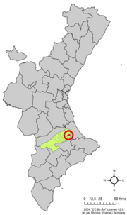 Localização do município de Benicolet na Comunidade Valenciana