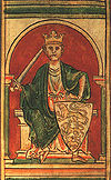 Richard the Lionheart, an illustration from a 12th-century codex
