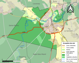 Carte en couleurs présentant l'occupation des sols.