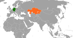 GermanyとKazakhstanの位置を示した地図