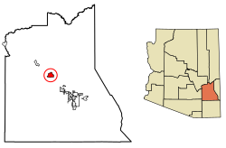 Location of Fort Thomas in Graham County, Arizona.