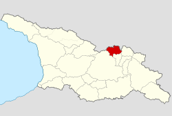 Map highlighting the historical region of Khevi in Georgia