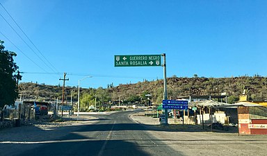 Mexican Federal Highway 1 Junction in San Ignacio, Baja California Sur