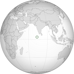 موقعیت مالدیو در اقیانوس هند