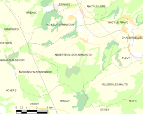 Poziția localității Argenteuil-sur-Armançon