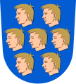 A seven human heads in the coat of arms of Nurmijärvi