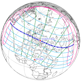 Carte de l'éclipse générale.