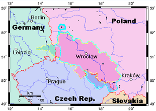Das alte Schlesien mit den heutigen Staatsgrenzen.