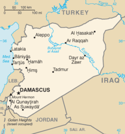 Geografisk plassering av Syria