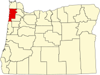 Locatie van Tillamook County in Oregon