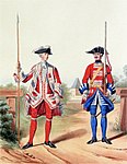 Officer and soldier of the French Royal Army's Swiss Guards, 1757