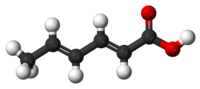 Sorbic acid (ball-and-stick model)