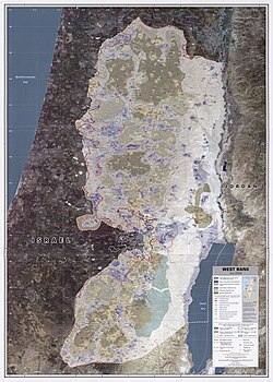 Map of the West Bank that is under authority of the Civil Administration. Israel ended exercise of political authority over the Gaza Strip in 2005.