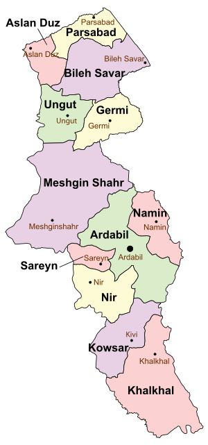 Counties of Ardabil Province