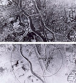 Nagasaki før og etter atombomba.
