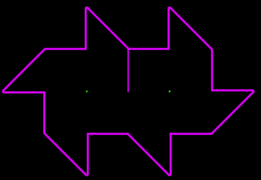 An Unilluminable room with 20 sides, 1996. A video showing the path of a billiard ball in this room.