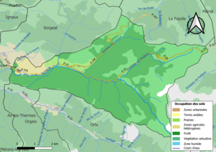 Carte en couleurs présentant l'occupation des sols.