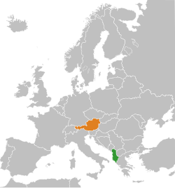 Map indicating locations of Albania and Austria