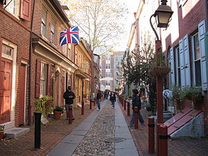 Elfreth's Alley, een van de weinige 17e-eeuwse straatjes in de stad