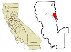サッター郡内の位置の位置図