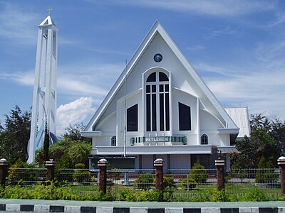 A Protestant church in Indonesia. Indonesia has the largest Protestant population in Southeast Asia.