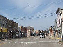 Looking west at downtown Wautoma, Wisconsin